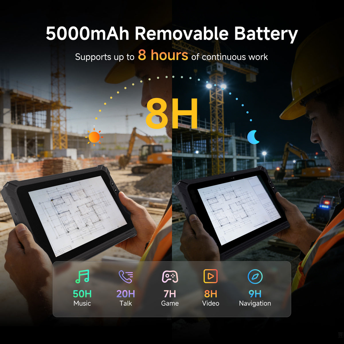 Arrvel I17J rugged tablet with 5000mAh removable battery for field work