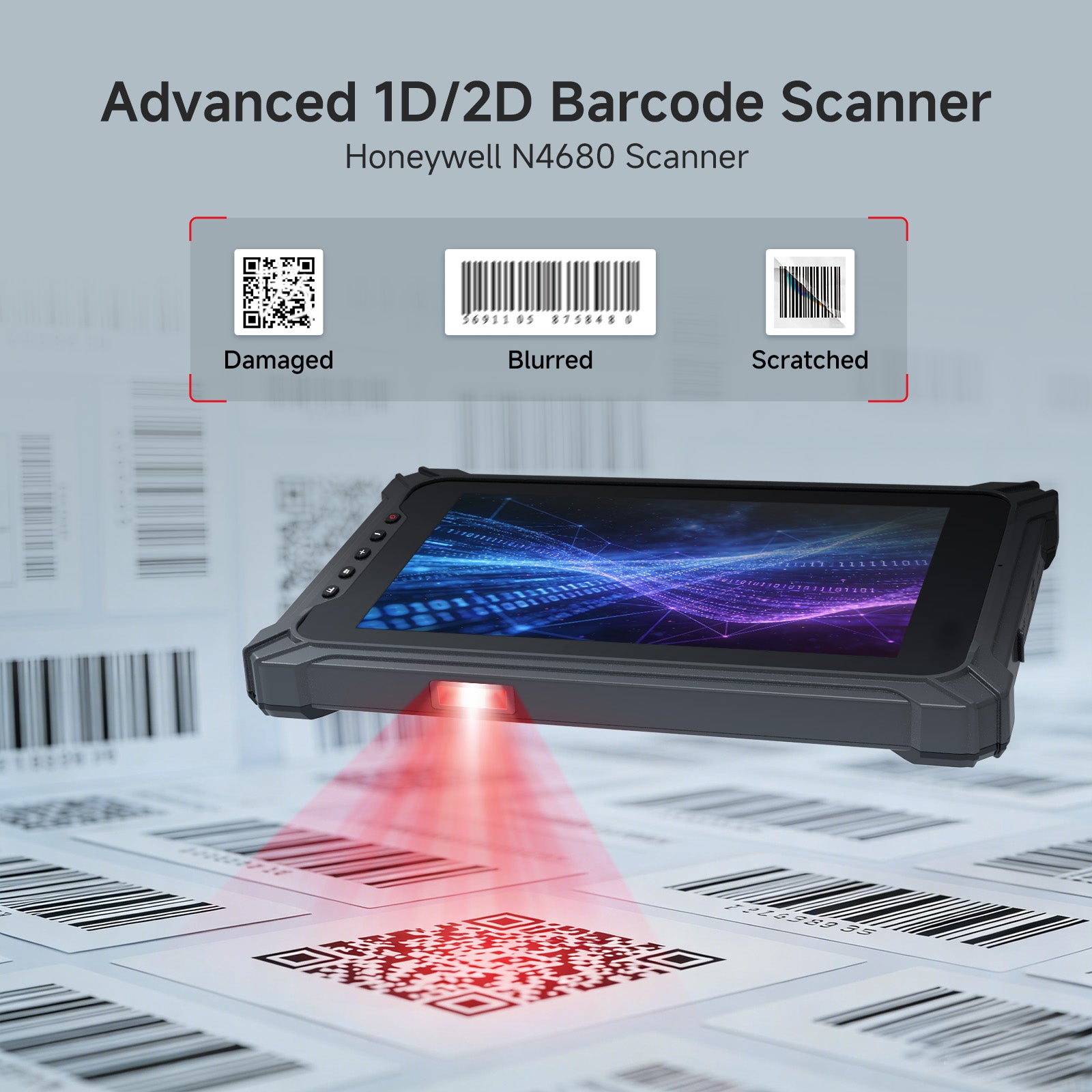 Arrvel I17J rugged tablet with Honeywell N4680 1D and 2D barcode scanner