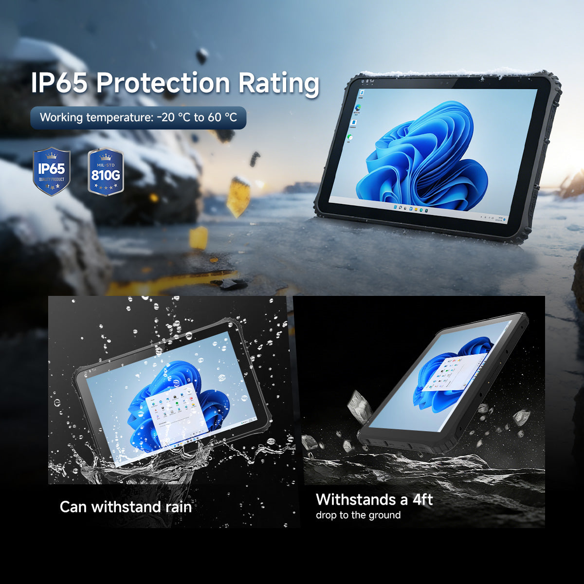 Arrvel I22J IP65 rugged tablet with MIL-STD-810G durability and 4-foot drop protection