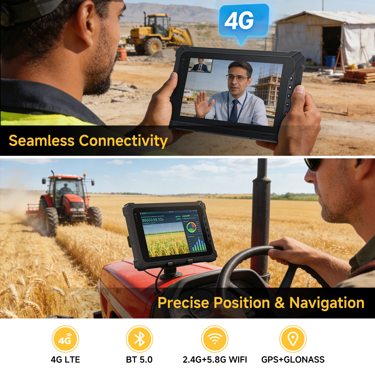Arrvel I87J Windows rugged tablet with 4G LTE, Wi-Fi, Bluetooth 5.0, GPS and GLONASS