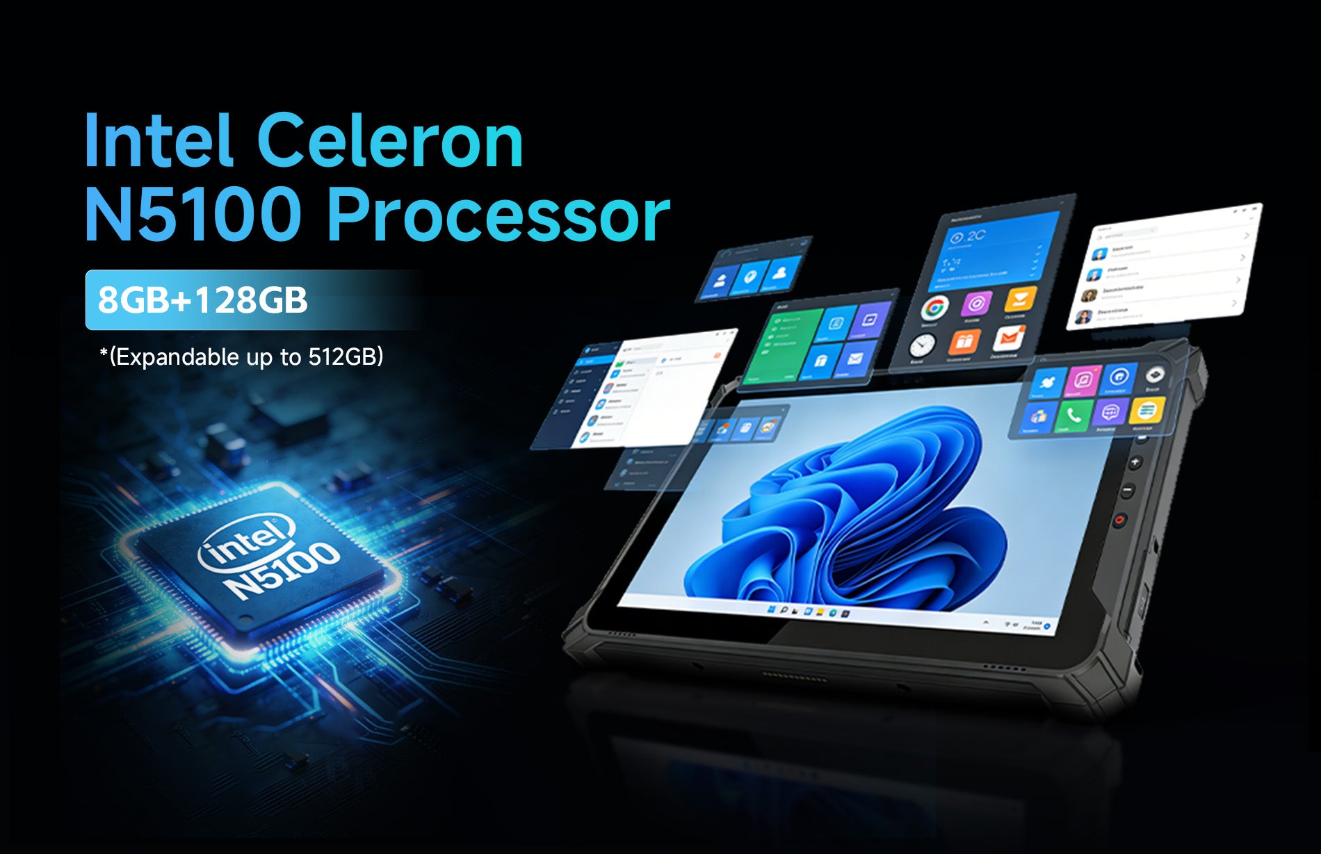 Arrvel I87J rugged Windows tablet powered by Intel Celeron N5100 processor with 8GB RAM and 128GB storage