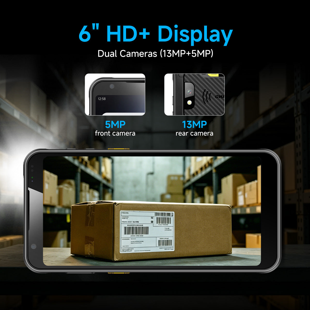 Arrvel MC51S rugged PDA with 6-inch HD+ display and 13MP rear camera for warehouse operations