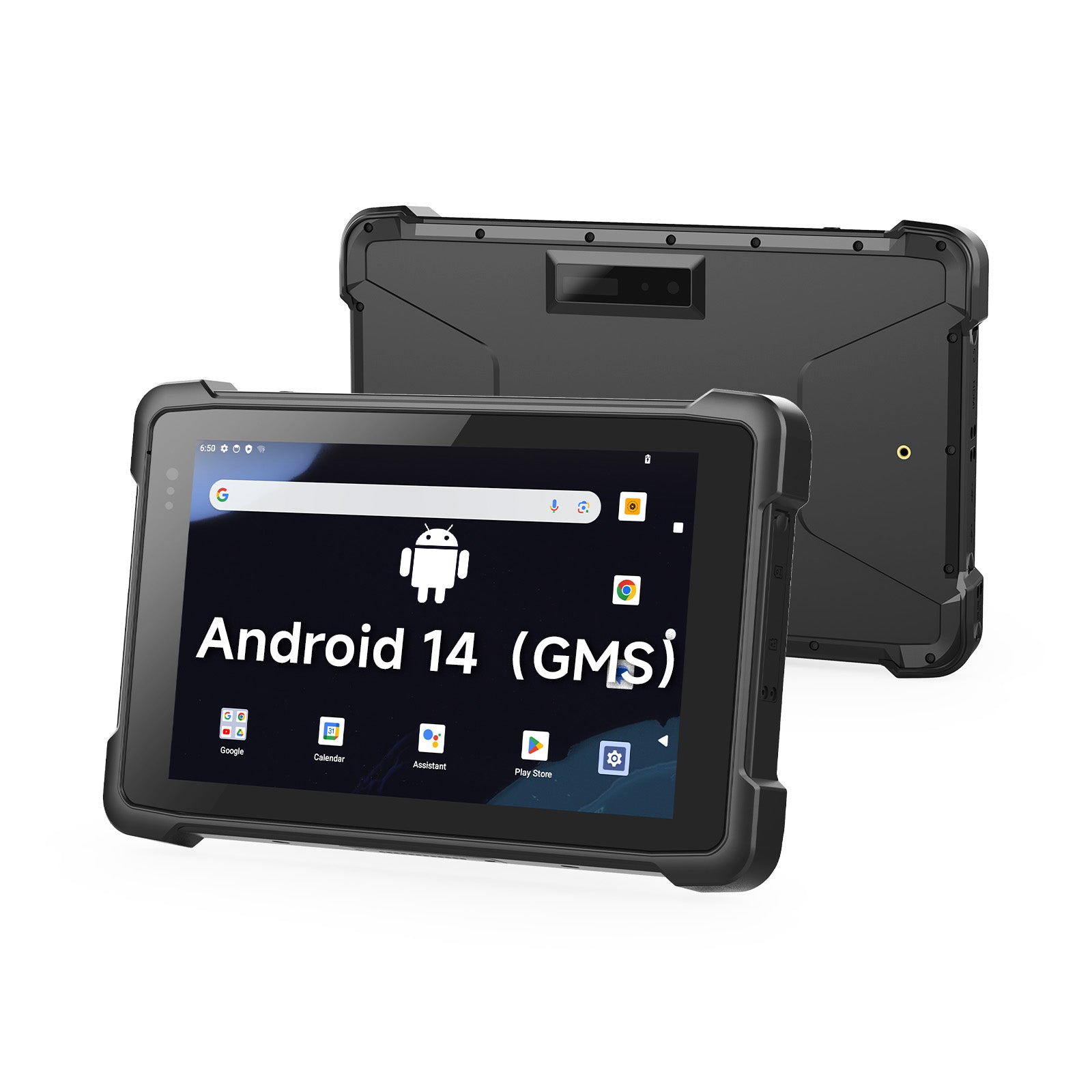 Arrvel T81X 8-inch Android 14 rugged tablet front and rear view