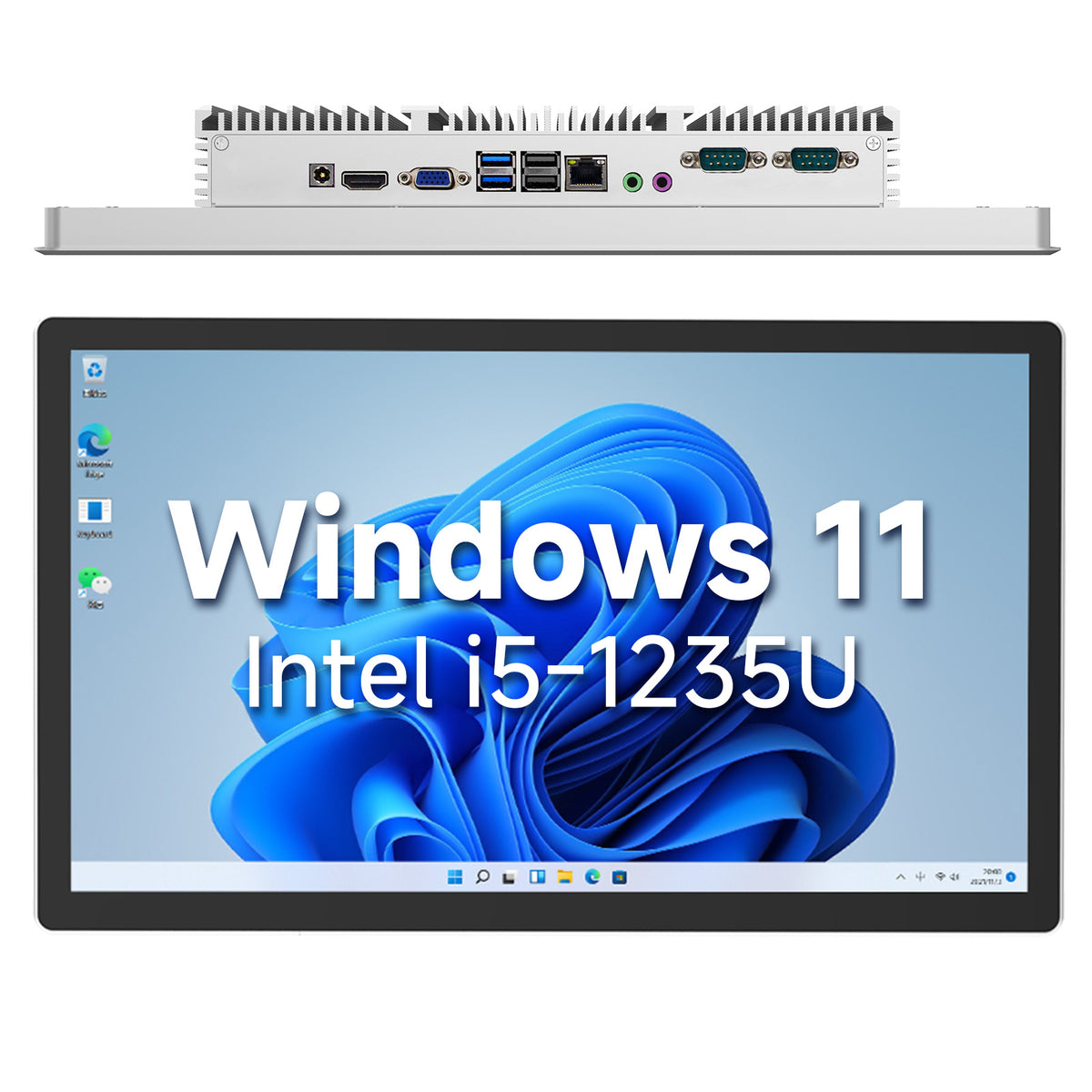 K12L2 15.6" Industrial Panel PC, Intel i5-1235U, Windows 11, Wall-Mount Touchscreen All-in-One, Fanless, VESA Mount, IP65 Front Panel