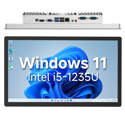 K12L2 15.6" Industrial Panel PC, Intel i5-1235U, Windows 11, Wall-Mount Touchscreen All-in-One, Fanless, VESA Mount, IP65 Front Panel