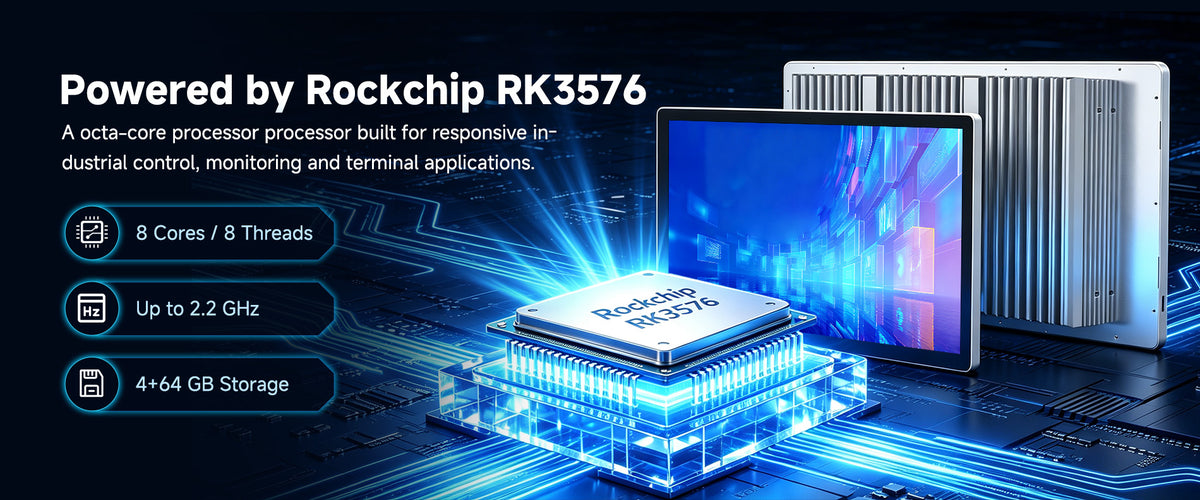 Arrvel A15L6 industrial Android panel PC powered by Rockchip RK3576 8-core processor with 4GB RAM and 64GB storage