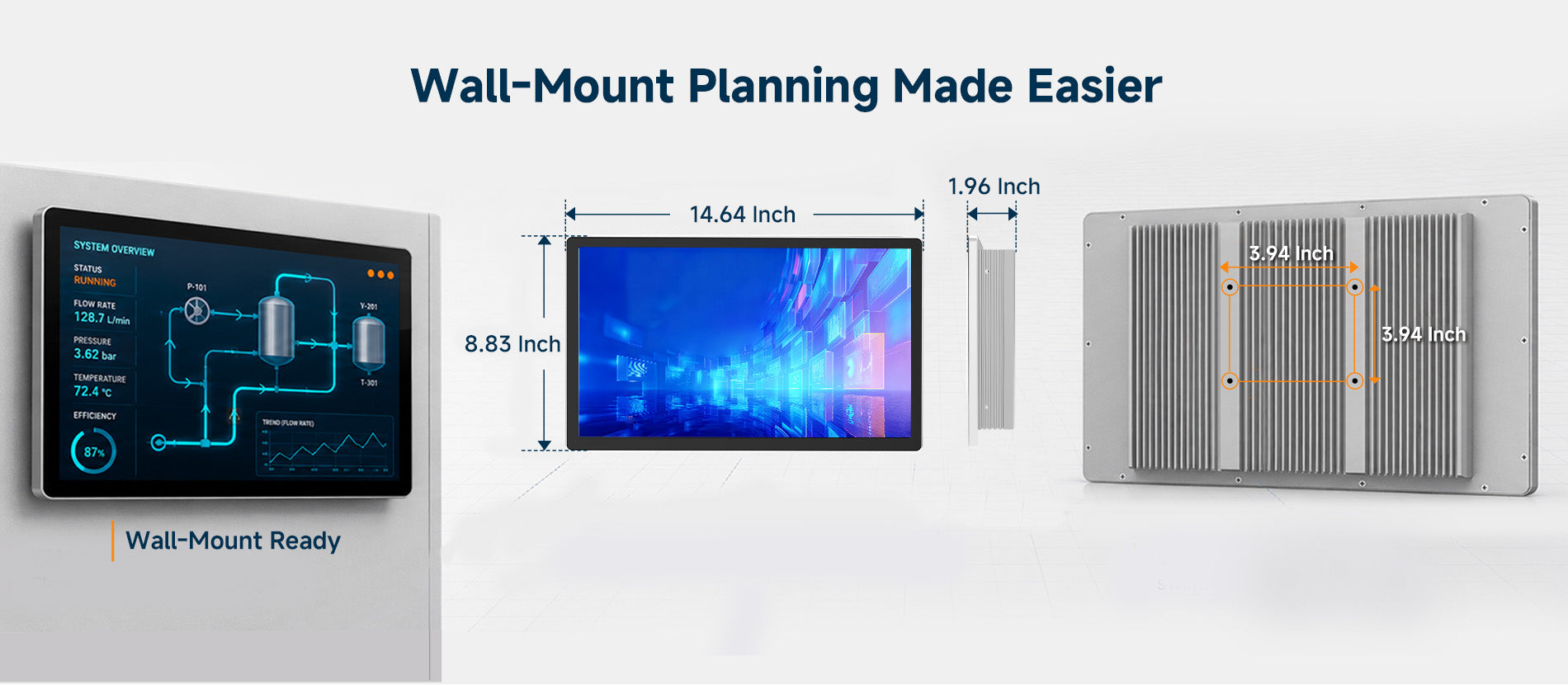 Arrvel A15L6 15.6-inch industrial panel PC dimensions and wall-mount installation design