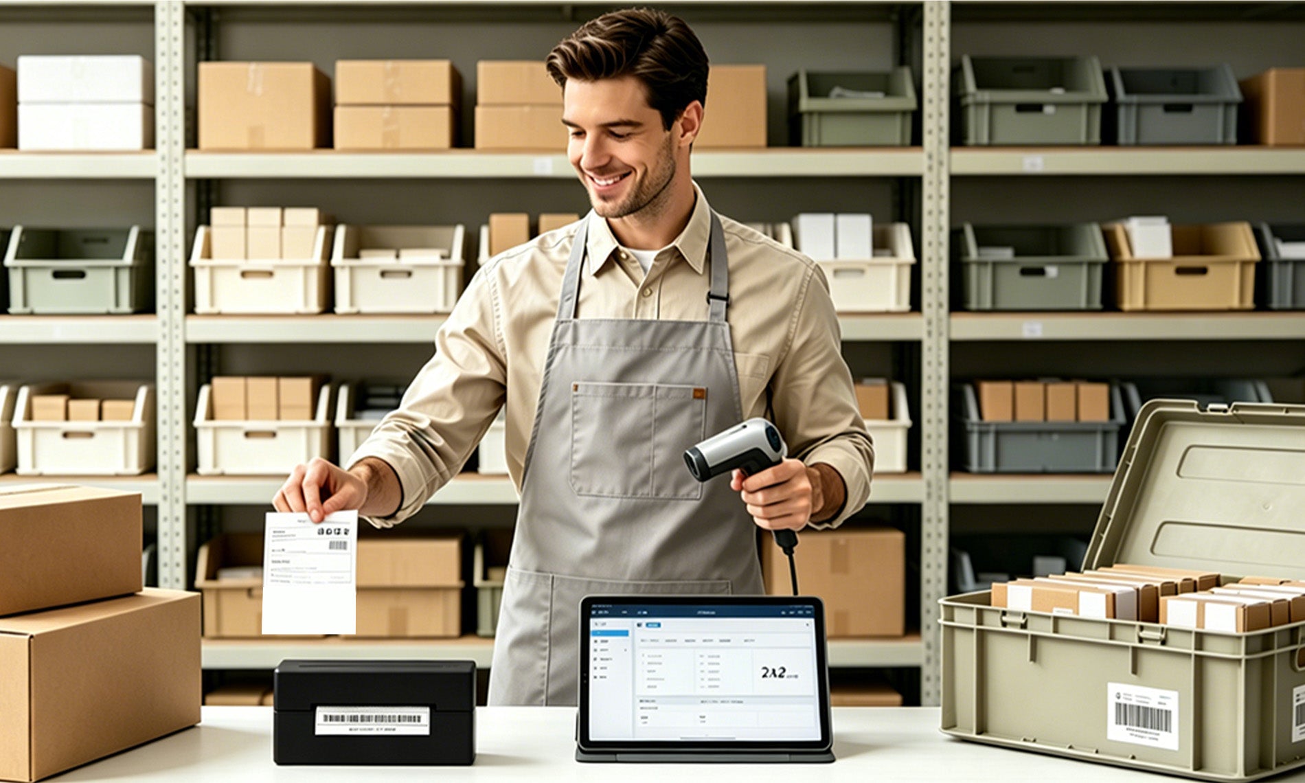 Arrvel A428T thermal label printer for warehouse barcode labels, inventory identification, packaging and order fulfillment