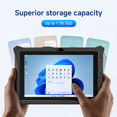 Arrvel I10A industrial rugged tablet supporting up to 1TB SSD storage