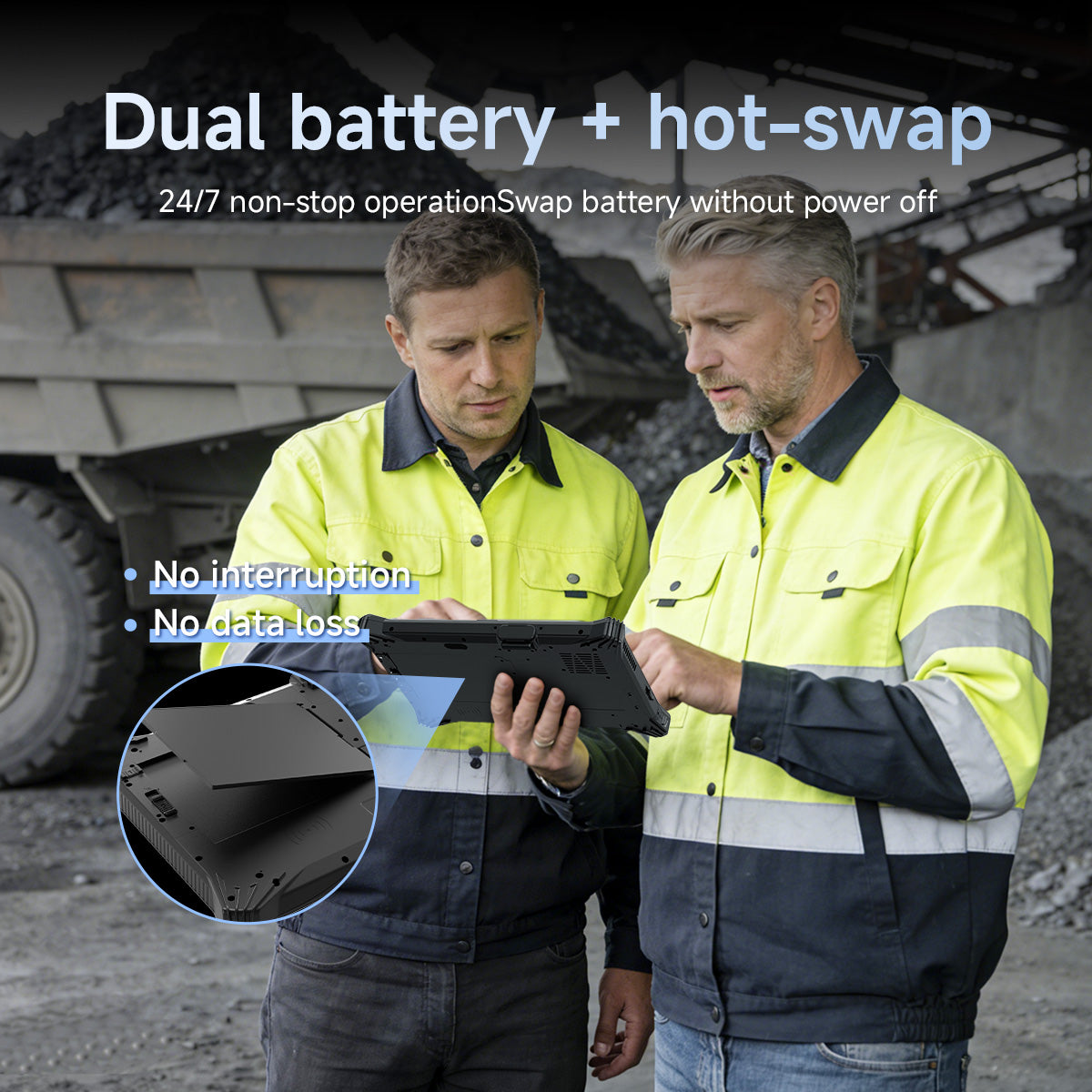 Arrvel I10A rugged tablet with dual battery and hot-swappable battery design
