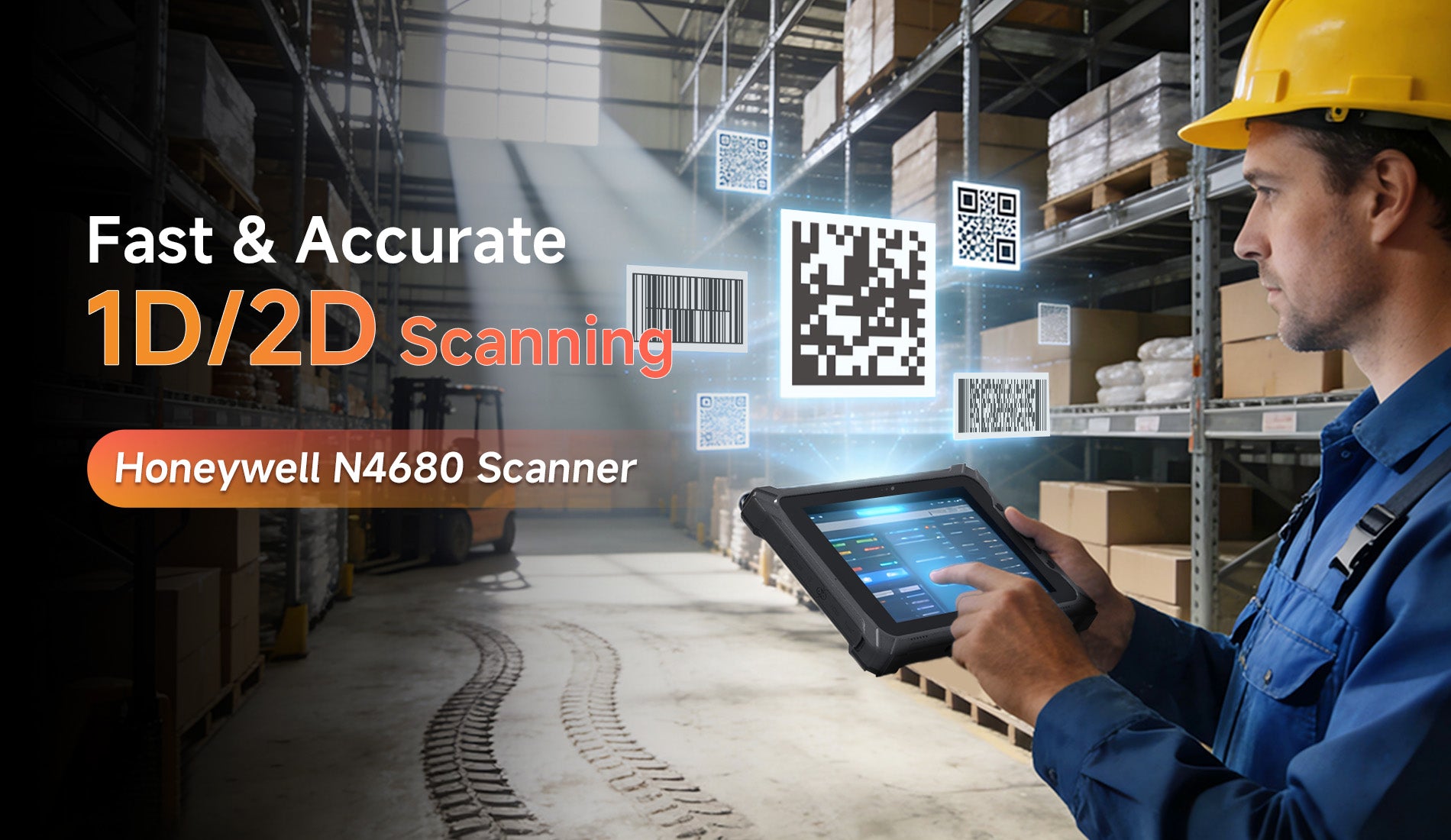 Arrvel I17J rugged tablet with Honeywell N4680 scanner for fast 1D and 2D barcode scanning