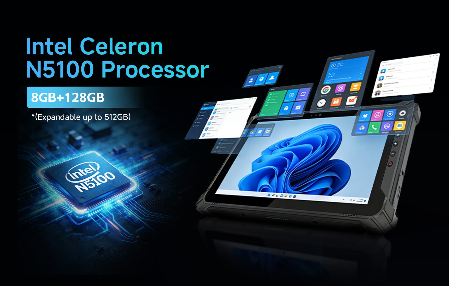 Arrvel I17J rugged Windows tablet with Intel Celeron N5100 processor, 8GB RAM and 128GB storage