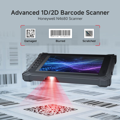Arrvel I87J rugged tablet with Honeywell N4680 1D and 2D barcode scanner