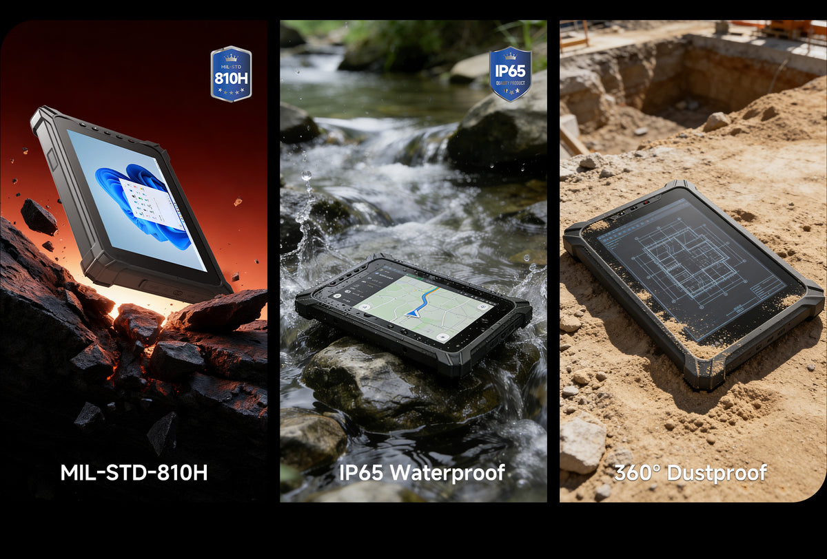 Arrvel I87J rugged tablet with MIL-STD-810H durability and IP65 water and dust protection for demanding work environments