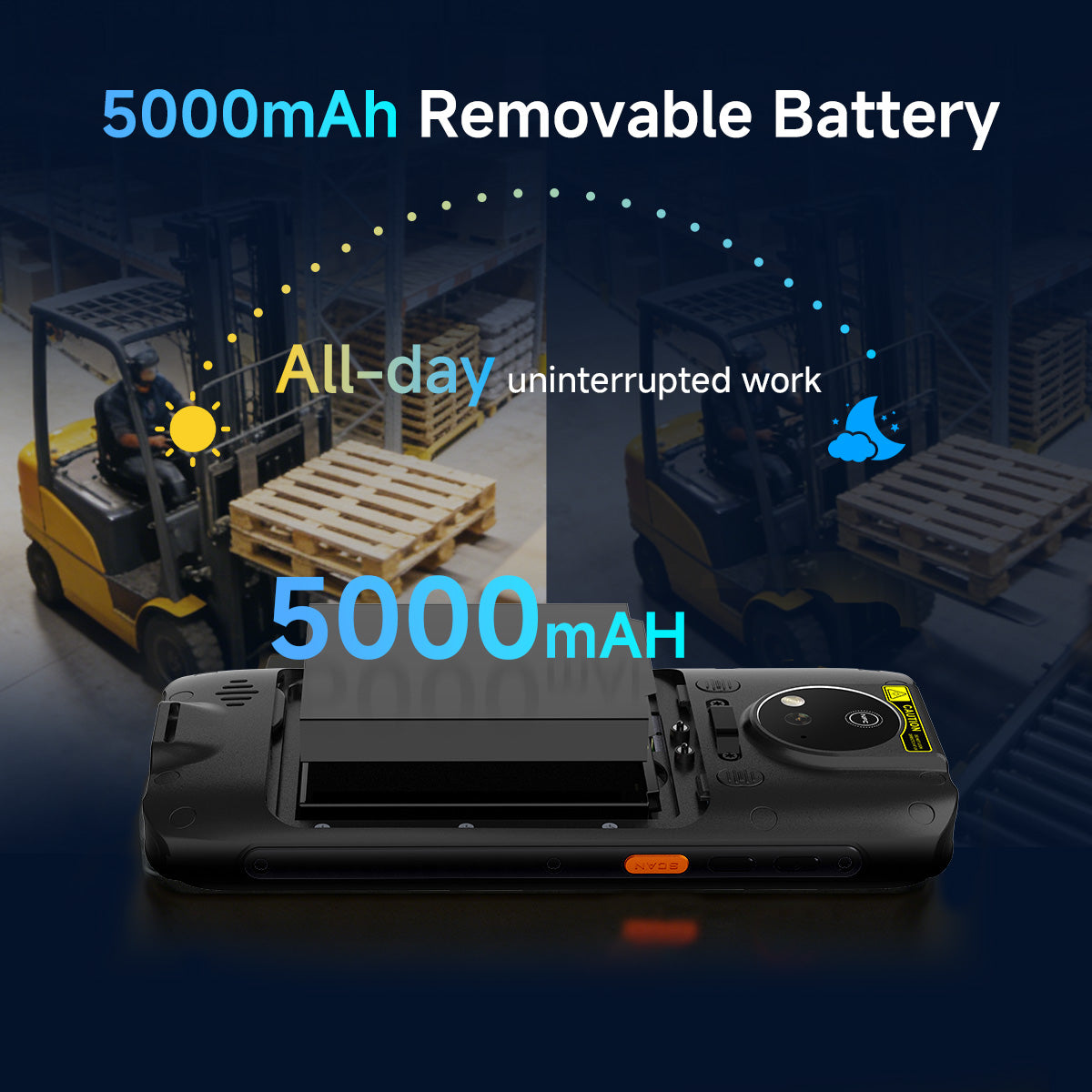 Arrvel MC95 rugged handheld PDA with 5000mAh removable battery for all-day warehouse operations