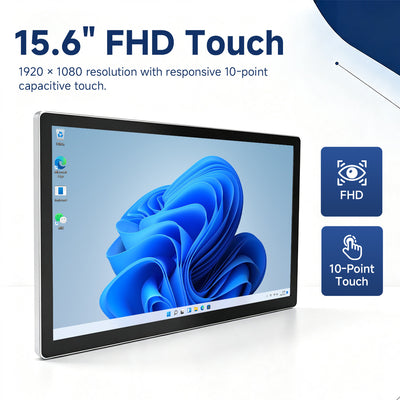 Arrvel N15L6 15.6-inch FHD industrial panel PC with 1920 x 1080 display and 10-point capacitive touchscreen