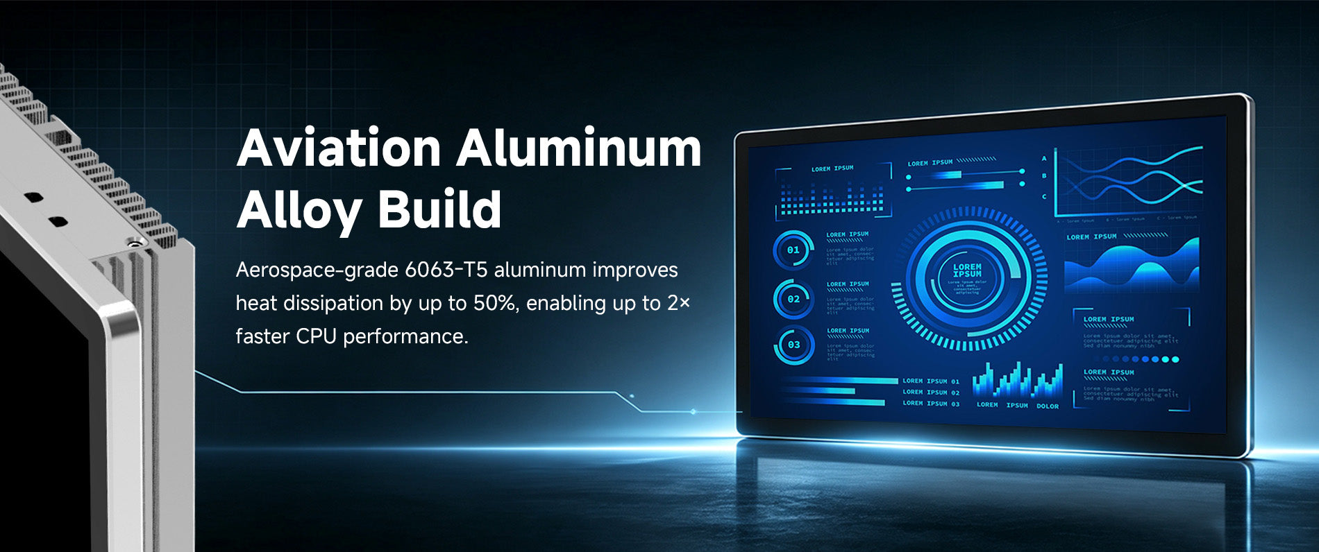 Arrvel N15L6 industrial panel PC with 6063-T5 aluminum construction for improved heat dissipation