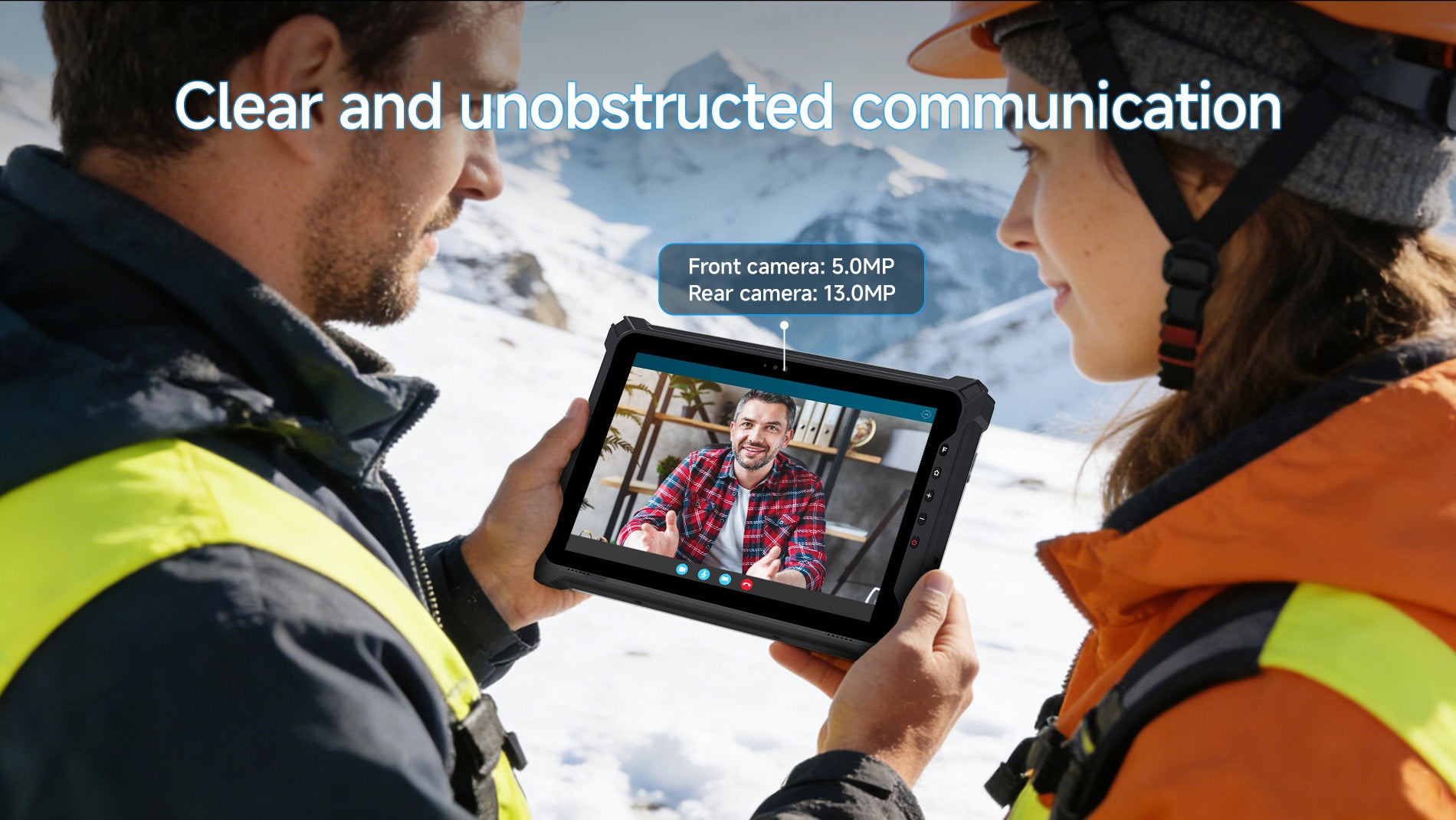 Arrvel T17X rugged tablet with 5MP front camera and 13MP rear camera for video communication and field documentation