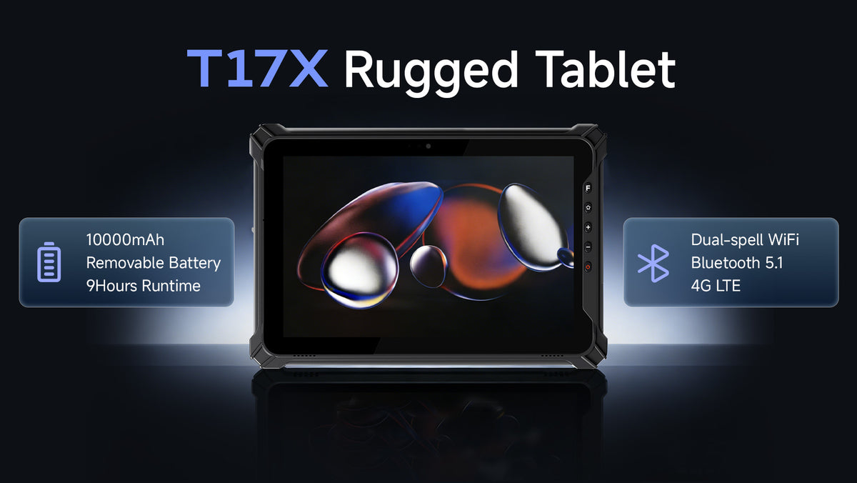 Arrvel T17X rugged Android tablet with 10000mAh removable battery, 4G LTE, WiFi and Bluetooth connectivity