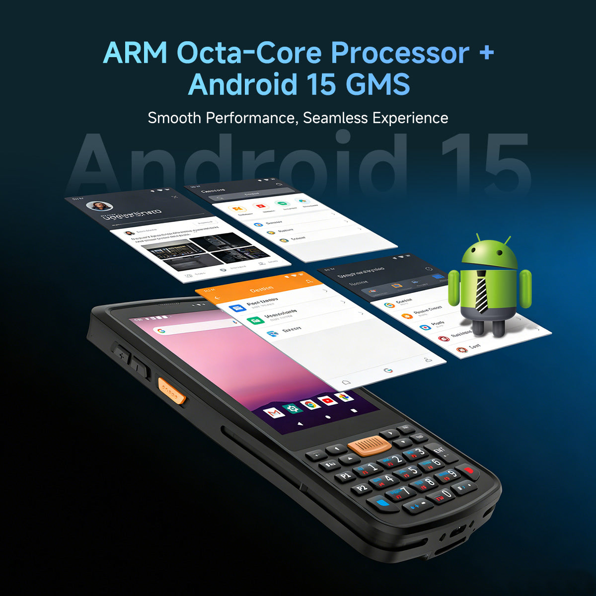 Arrvel T40 rugged handheld PDA with Android 15 GMS and ARM octa-core processor for industrial applications