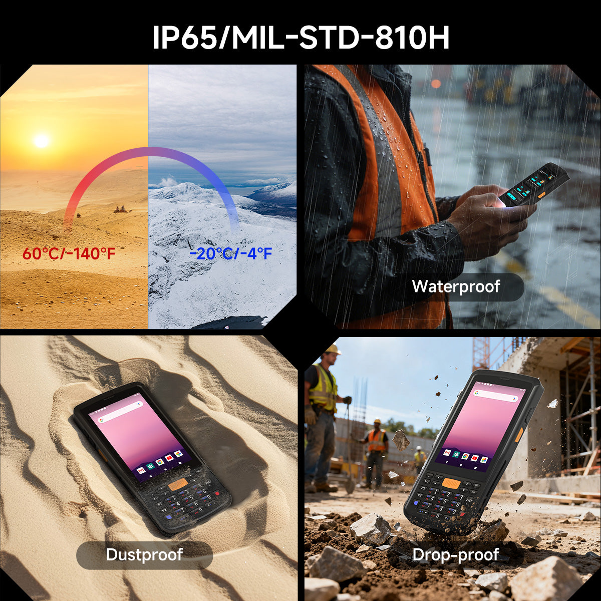 Arrvel T40 IP65 rugged handheld PDA with MIL-STD-810H protection for demanding industrial environments