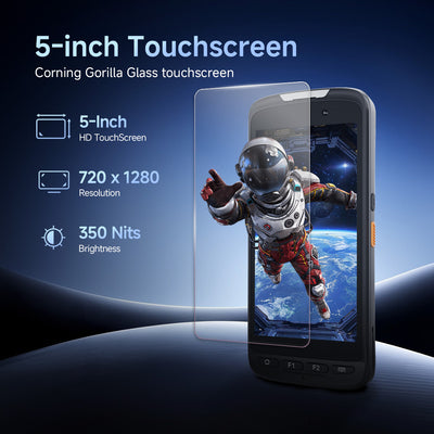 Arrvel T50C rugged handheld PDA with 5-inch HD touchscreen, 720 x 1280 resolution and Gorilla Glass