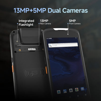 Arrvel T50C rugged handheld PDA with 13MP rear camera, 5MP front camera and integrated flashlight