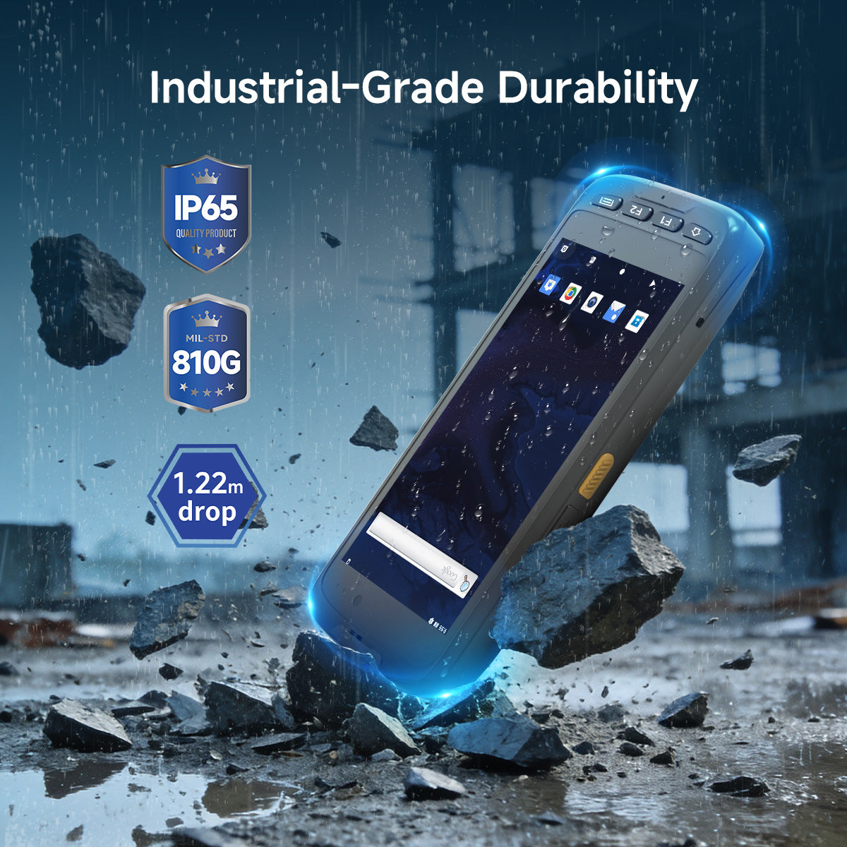 Arrvel T50C IP65 rugged handheld PDA with MIL-STD-810G protection and 1.22 meter drop resistance