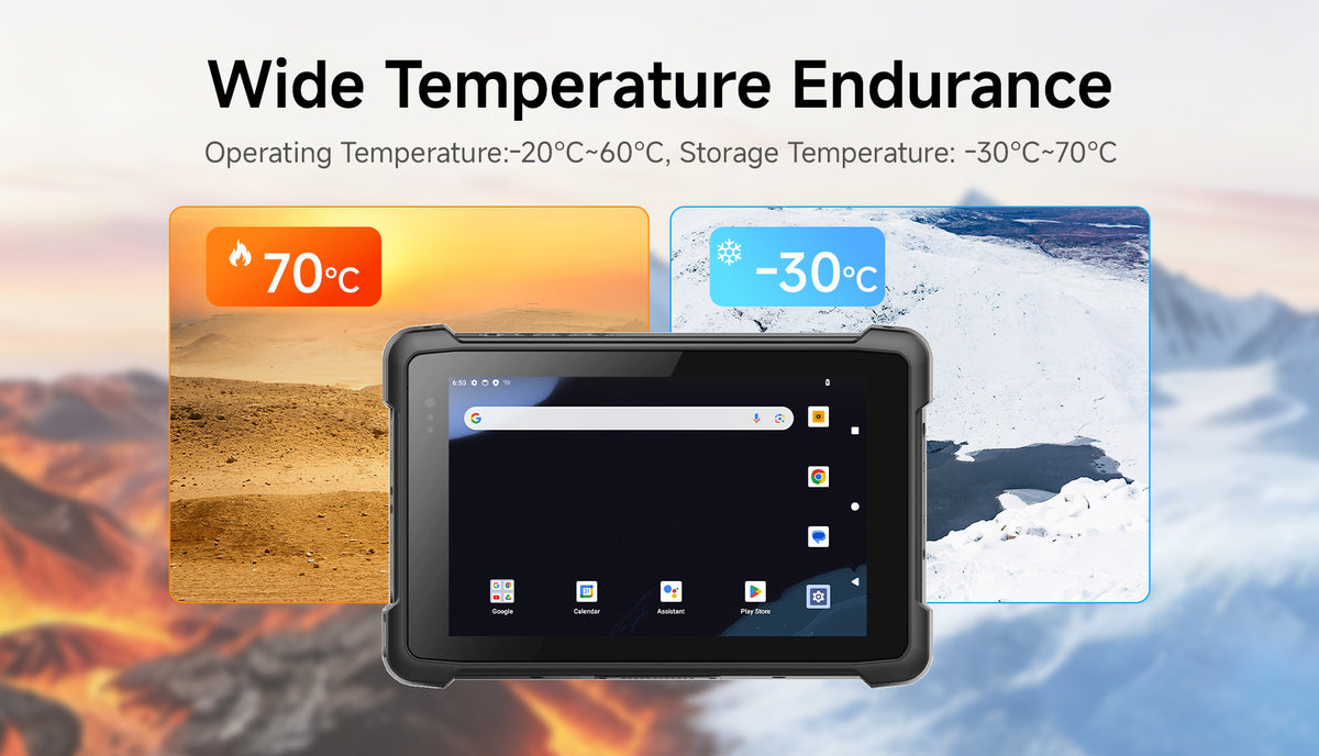 Arrvel T81X rugged tablet designed for wide-temperature environments with -20°C to 60°C operating temperature range