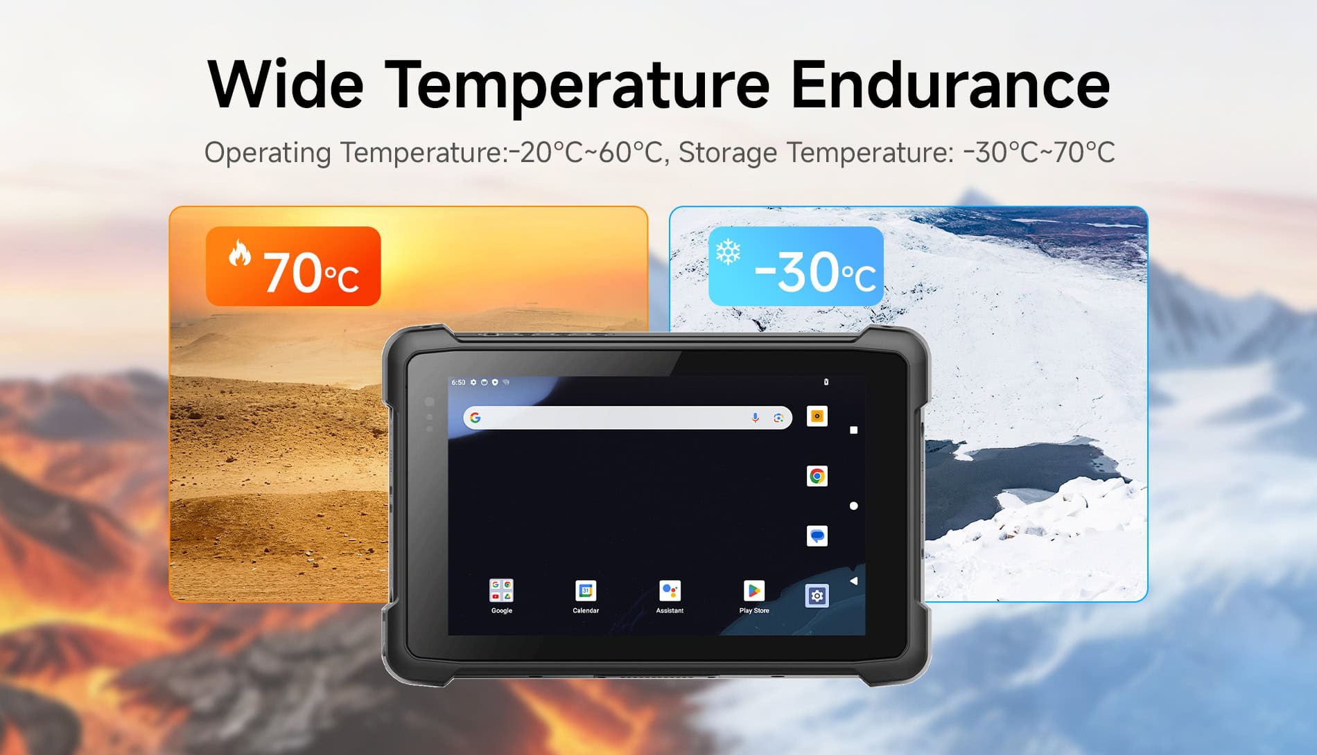 Wide Temperature Endurance(Operating Temperature: -20°C~60°C,Storage Temperature: -30°C~70°C)