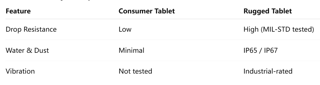 Rugged Tablet vs Consumer Tablet,Durability Comparison