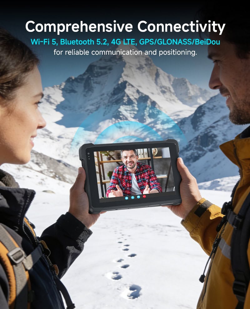 Comprehensive Connectivity. Wi-Fi 5, Bluetooth 5.2, 4G LTE, GPS/GLONASS/BeiDou for reliable communication and positioning