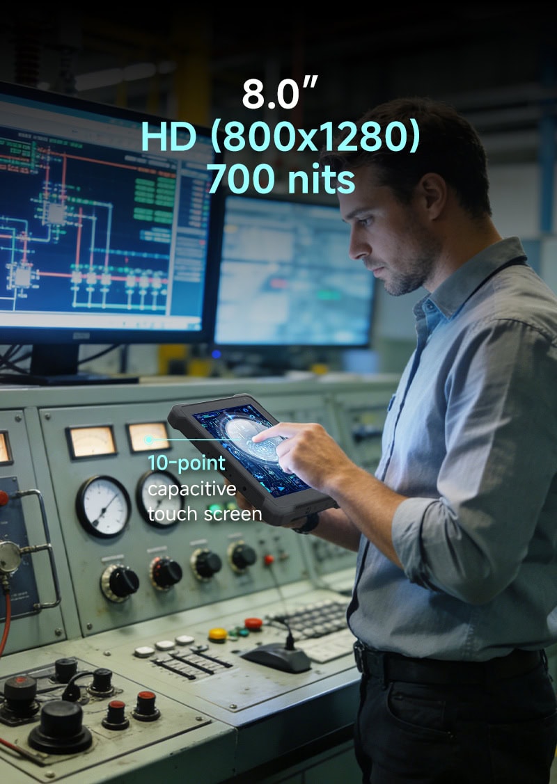 8.0-inch  HD(800x1280)，700 nits