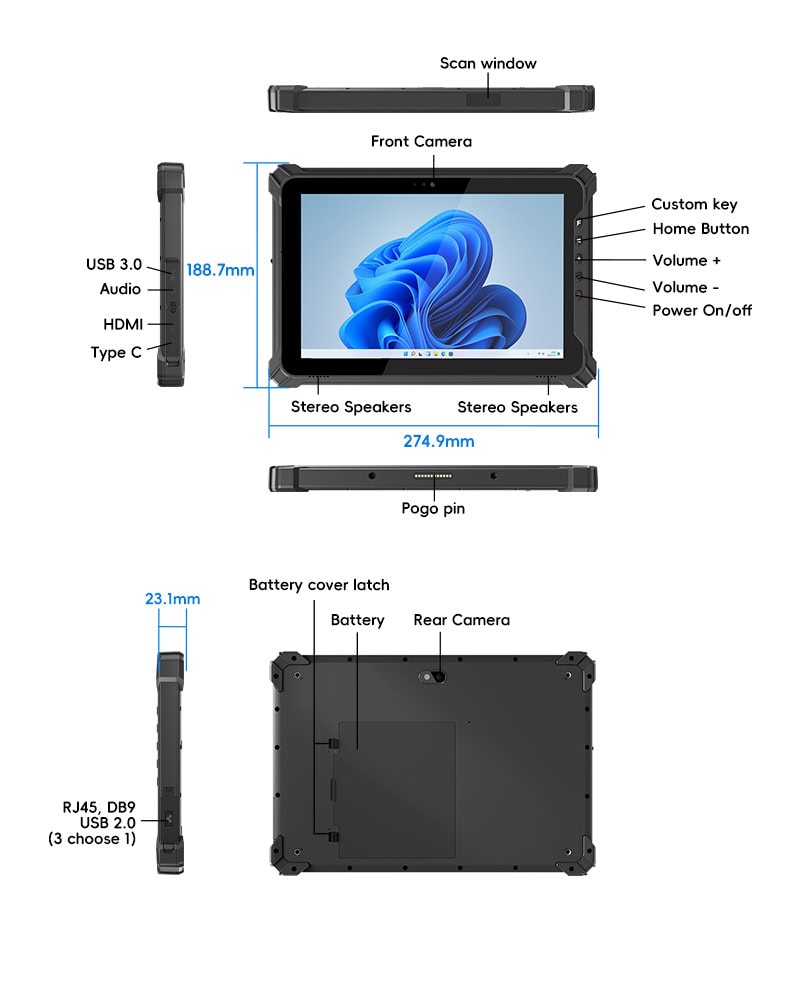 Appearance of the Arrvel Rugged Windows Tablet I17J