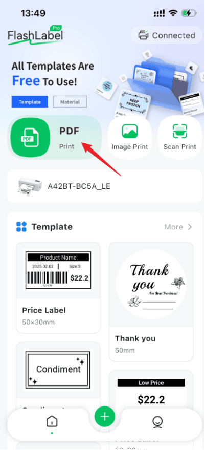 Select PDF printing and click the PDF print button