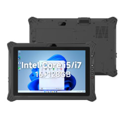 I10A 10.1-inch fully Rugged Windows Tablet with barcode scanner, 5000mAh/7.4V+860mAh/7.4V 16GB+128GB Outdoor Industrial PC