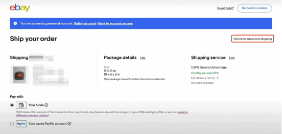 click "Switch to advanced shipping"