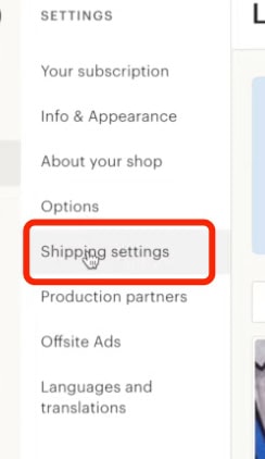 click “Shipping Settings”