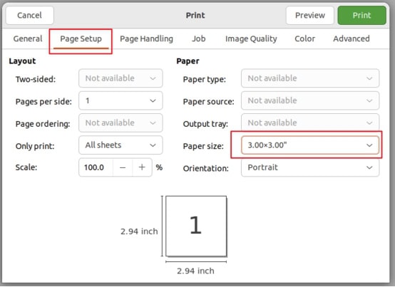click “Paper size”