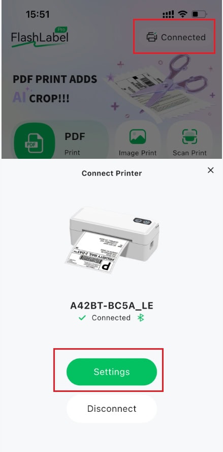 The paper type set in the application (if using FlashLabel Pro)