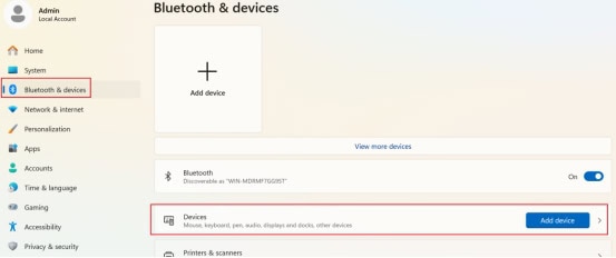 under "Bluetooth & devices",
