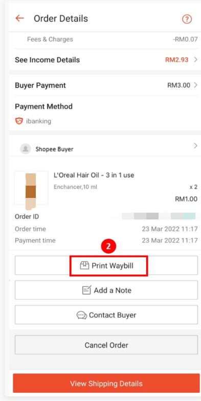 Select "Print Waybill" to generate a PDF file.