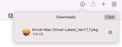 Double-click to open the downloaded .pkg driver file.