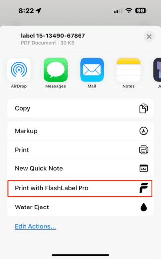 tap "Save Label" and scroll down