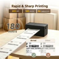 Arrvel A812B thermal shipping label printer with 203 DPI print resolution and 180 millimeter per second printing speed