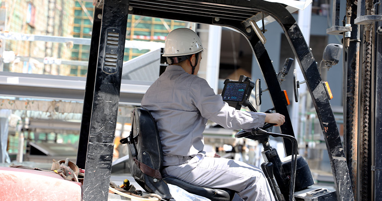 rugged forklift computer mounted in cab