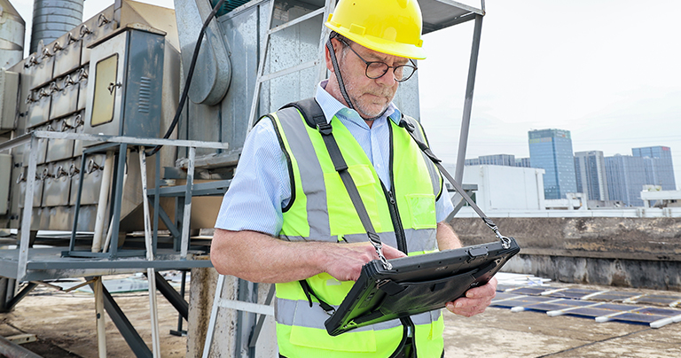 Rugged tablet with GPS used for field inspection, technician dispatch and route planning