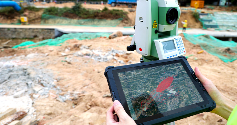 Tablet PC with GPS used for GIS mapping, field data collection and outdoor inspection workflows