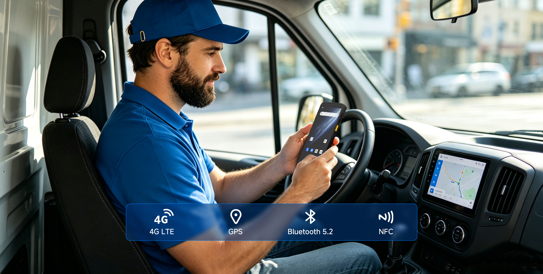 MC51S rugged handheld PDA with 4G LTE, GPS, Bluetooth and NFC for vehicle and field service