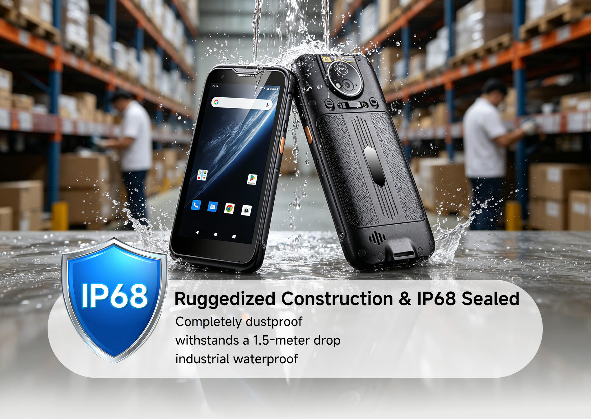 Arrvel MC95 IP68 rugged handheld PDA featuring waterproof, dustproof and 1.5-meter drop resistance for industrial environments.